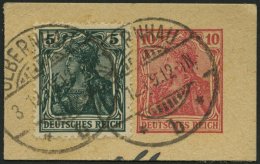 Dt. Reich 85IIe BrfStk, 1918, 5 Pf. Schwarzopalgrün Kriegsdruck Auf Ganzsachenausschnitt, Pracht, Gepr. Jäschk - Otros & Sin Clasificación