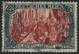 Dt. Reich 97AIa O, 1906, 5 M. Friedensdruck, Gelblichrot Quarzend, üblich Gezähnt Pracht, Gepr. Jäschke-L - Oblitérés