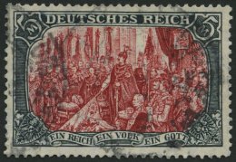 Dt. Reich 97AIa O, 1906, 5 M. Friedensdruck, Gelblichrot Quarzend, üblich Gezähnt Pracht, Gepr. Jäschke-L - Used Stamps