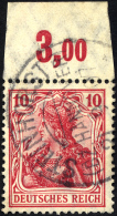 Dt. Reich 86IaPOR O, 1905, 10 Pf. Karminrot Friedensdruck, Plattendruck, Oberrandstück, Normale Zähnung, Prach - Oblitérés
