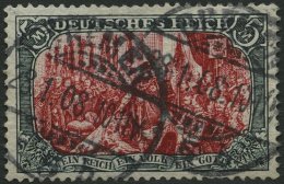 Dt. Reich 81Bb O, 1902, 5 M. Grünschwarz/dunkelkarmin, Gezähnt B, Ohne Wz., Farbfrisch, Feinst (Knitterspuren - Used Stamps
