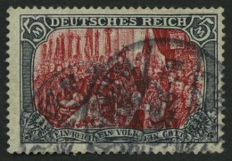 Dt. Reich 81Aa O, 1902, 5 M. Grünschwarz/dunkelkarmin, Mittelstück Gelblichrot Quarzend, üblich Gezä - Autres & Non Classés