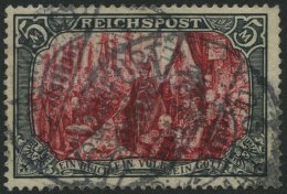 Dt. Reich 66I O, 1900, 5 M. Reichspost, Type I, Minimaler Eckzahnbug Oben Rechts Sonst Pracht, Fotoattest Jäschke-L - Usati