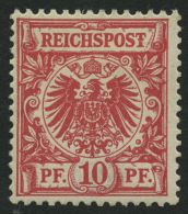 Dt. Reich 47I *, 1889, 10 Pf. Karmin Mit Plattenfehler T Von Reichspost Mit Querbalken, Falzrest, Pracht, Mi. 100.- - Usati