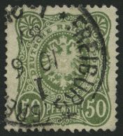 Dt. Reich 44ca O, 1887, 50 Pf. Seegrün, Normale Zähnung, Gepr. Wiegand, Mi. 60.- - Altri & Non Classificati