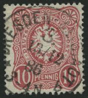 Dt. Reich 41b PF VI O, 1886, 10 Pf. Lebhaftrotkarmin Mit Plattenfehler Außenlinie Unter Linkem Wertschild Gebroche - Otros & Sin Clasificación