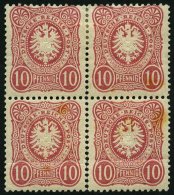 Dt. Reich 33a VB *, **, 1875, 10 Pfe. Rosa Im Viererblock, Feinst (angetrennt, Waagerechten Bug Und Leicht Stockig), R! - Used Stamps