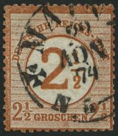 Dt. Reich 29IV O, 1874, 21/2 Auf 21/2 Gr. Braunorange Mit Plattenfehler Farbstreifen Durch Groschen (Feld 20), Mit TuT-S - Other & Unclassified