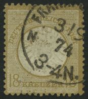 Dt. Reich 28 O, 1872, 18 Kr. Schwärzlichocker, Kleine Mängel, Feinst, Fotobefund Hennies, Mi. 2800.- - Other & Unclassified