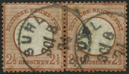 Dt. Reich 21a Paar O, 1872, 21/2 Gr. Rötlichbraun Im Waagerechten Paar, K1 SUHL, üblich Gezähnt Pracht, M - Used Stamps