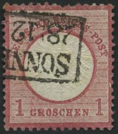 Dt. Reich 19XXV O, 1872, 1 Gr. Rotkarmin Mit Plattenfehler Kerbe Im Innenkreis Unter EI In Reichs, Weißer Strich I - Used Stamps