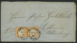 Dt. Reich 18 Paar BRIEF, 1873, 1/2 Gr. Orange Im Senkrechten Prachtpaar Auf Brief Von VERDEN Nach Sottrum Bei Ottersberg - Used Stamps