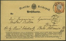 Dt. Reich 18 BRIEF, 1872, 1/2 Gr. Orange Auf Ortspostkarte Mit K1 BERLIN P.E.35 Und Ankunftsstempel P.E.35, Prachtkarte - Autres & Non Classés