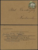 Dt. Reich 17a BRIEF, 1873, 1/3 Gr. Gelblichgrün Mit Hufeisenstempel HAMBURG I.A. Auf Drucksache Nach Karlsruhe, R&u - Usati