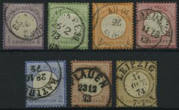 Dt. Reich 16-22 O, 1872, 1/4 - 5 Gr. Große Brustschilde, 7 Prachtwerte, Mi. 319.- - Used Stamps
