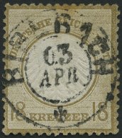 Dt. Reich 11 O, 1872, 18 Kr. Ockerbraun, Zentrischer Badischer K2 BIBERACH, Marke Oben Etwas Stockfleckig Sonst Pracht, - Used Stamps