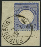 Dt. Reich 10 BrfStk, 1872, 7 Kr. Ultramarin, K1 FRIEDBERG, Prachtbriefstück, Fotobefund Hennies, Mi. (120.-) - Other & Unclassified