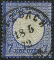 Dt. Reich 10 O, 1872, 7 Kr. Ultramarin, Kleine Marke (15L), K1 BUTZBACH, Nadelstich Sonst Pracht, Mi. (120.-) - Used Stamps