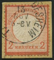 Dt. Reich 8 BrfStk, 1872, 2 Kr. Rötlichorange Auf Knappem Briefstück, K1 TAUBERBISCHOFSHEIM, Pracht, Signiert, - Otros & Sin Clasificación