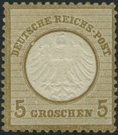 Dt. Reich 6II *, 1872, 5 Gr. Ockerbraun Mit Plattenfehler Kreis Unter T In Deutsche Gebrochen, Falzreste, Oben Links Kle - Usati