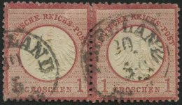 Dt. Reich 4 Ñ O, 1872, 1 Gr. Rotkarmin Im Waagerechten Paar Mit Nachverwendetem Mecklenburg-Stempel FRIEDLAND, Fe - Used Stamps