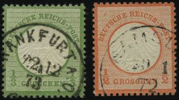 Dt. Reich 2a,3 O, 1872, 1/3 Gr. Gelblichgrün Und 1/2 Gr. Ziegelrot, 2 Farbfrische Gut Gezähnte Prachtwerte, Mi - Used Stamps