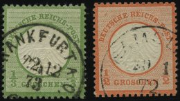 Dt. Reich 2a,3 O, 1872, 1/3 Gr. Gelblichgrün Und 1/2 Gr. Ziegelrot, 2 Farbfrische Gut Gezähnte Prachtwerte, Mi - Usati