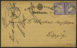 Dt. Reich 1 Paar BRIEF, 1872, 1/4 Gr. Grauviolett Im Waagerechten Paar, Rauhe Zähnung, K2 LEIPZIG-DRESDEN Und Aufga - Usati