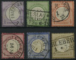 Dt. Reich 1-6 O, 1872, 1/4 - 5 Gr. Kleine Brustschilde, 6 Prachtwerte, Mi. 375.- - Used Stamps