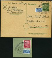 BAHNPOST DR P 19 BRIEF, Münster-Oldenburg (Zug 2335), 1954, Auf 10 Pf. Heuss Ganzsachenkarte, Dazu Briefstück - Franking Machines (EMA)