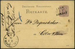 BAHNPOST DR P 12 BRIEF, Leer-Bremen, L3 Auf 5 Pf. Ganzsachenkarte Von 1884, Pracht - Frankeermachines (EMA)