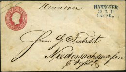 BAHNPOST HAN U 12 BRIEF, Hannover-Cassel, L3 Und Handschriftlich HANNOVER Auf 1 Gr. Ganzsachenumschlag Von 1859, Fein (& - Franking Machines (EMA)