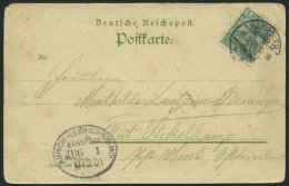 BAHNPOST DR 55 BRIEF, Aurich-Leer (Zug 1) Als Ankunftsstempel Auf Ansichtskarte Mit 5 Pf Reichspost Von 1901, Feinst - Máquinas Franqueo (EMA)