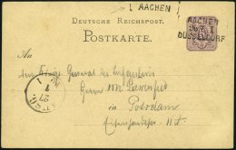 BAHNPOST DR P 5 BRIEF, Aachen-Düsseldorf, L3 Und Abgedeckter Bahnpoststempel AACHEN Auf 5 Pfe. Ganzsachenkarte Von - Franking Machines (EMA)