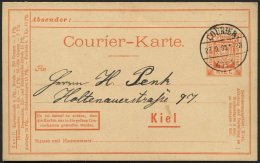 KIEL A P 18 BRIEF, COURIER: 1898, 3 Pf. Orangerot, Depeschen, Mit Datumsbrückenstempel COURIER KIEL Auf Prachtkarte - Postes Privées & Locales