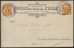 DRESDEN C P 3 BRIEF, HANSA: 1887, 2 Pf. Philatelisten-Kongreß Mit Violettem Datumsstempel HANSA II Auf Prachtkarte - Private & Lokale Post