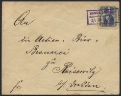 DRESDEN C 52Aa BRIEF, HANSA: 1887, 3 Auf 1 Pf. Mattblau Neujahrsaushilfsausgabe, Aufdruck Type IX, Gezähnt, Aufdruc - Private & Local Mails