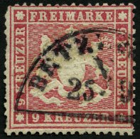 WÜRTTEMBERG 19ya O, BETZINGEN, Segmentstempel Auf 9 Kr. Hellkarmin, Kleine Zahnfehler Sonst Pracht, Mi. (320.-) - Andere & Zonder Classificatie