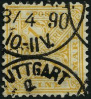 WÜRTTEMBERG 207 O, 1881, 1 M. Dunkelorangegelb, Eckzahnbug Sonst Pracht, Gepr. Klinkhammer (voll Signiert), Mi. 220 - Other & Unclassified