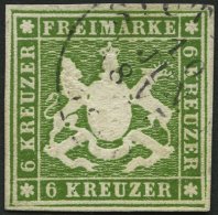 WÜRTTEMBERG 13a O, 1860, 6 Kr. Grün, Pracht, Mi. 140.- - Otros & Sin Clasificación