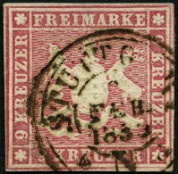 WÜRTTEMBERG 9a O, 1857, 9 Kr. Karminrosa, Vollrandig, Pracht - Autres & Non Classés