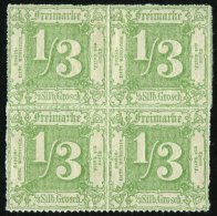 THURN Und TAXIS 36 VB *, **, 1865, 1/3 Gr. Dunkelgelbgrün Im Viererblock, Falzreste, 2 Werte Postfrisch, Pracht - Altri & Non Classificati