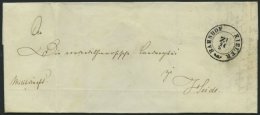 SCHLESWIG-HOLSTEIN 1850, Brief Von Kiel Nach Heide Mit K2 BAHNHOF KIELER ZI, Handschriftlich Militariapost, Rücksei - Schleswig-Holstein