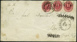 SCHLESWIG-HOLSTEIN 15 BRIEF, 1867, 1 1/3 S. Rosa, 3x Auf Brief Von FLENSBURG Nach Berlin, Feinst (Name Unkenntlich Gemac - Schleswig-Holstein