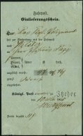 SCHLESWIG-HOLSTEIN ITZEHOE, Ortsdruck Auf Hellblauem Fahrpost Einlieferungsschein (1855), Zur Versendung Nach Wilster, P - Préphilatélie
