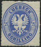 LÜBECK 11 *, 1863, 21/2 S. Dunkelultramarin, Falzreste, Pracht, Mi. 160.- - Lübeck