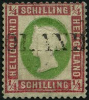 HELGOLAND 8b O, 1873, 1/4 S. Lilarosa/graugrün, L1, Stark Repariert, Gepr. Lemberger, Mi. 3000.- - Héligoland