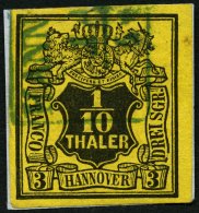 HANNOVER 5 BrfStk, 1851, 1/10 Th. Schwarz Auf Gelb, Pracht, Mi. 75.- - Hanover