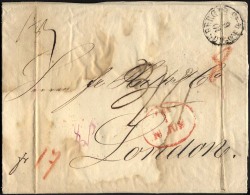 HAMBURG - GRENZÜBERGANGSSTEMPEL 1846, T 10 JUN, In Rot Auf Brief Von Königsberg Nach London, Rückseitiger - Prefilatelia