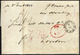 HAMBURG - GRENZÜBERGANGSSTEMPEL 1843, T 5 DEC, In Rot Auf Brief Von KÖNIGSBERG (K1) Nach London, Rückseit - Prephilately